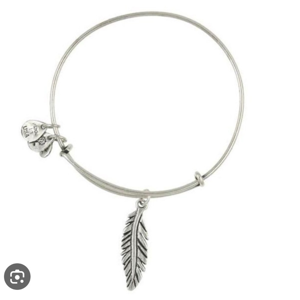 Alex and Ani Feather Charm Bangle Bracelet, Silver